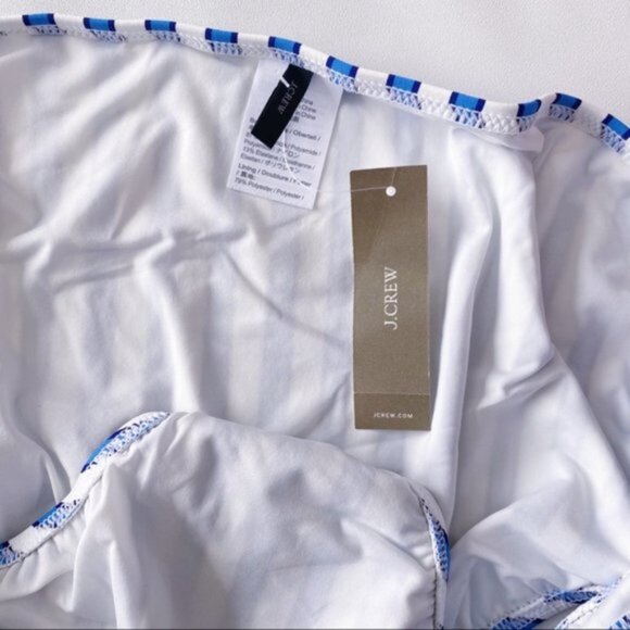 J. Crew | Surf Hipster Bikini Bottom Cabana Stripe Blue White Side Tie Plus 3X - Picture 9 of 12